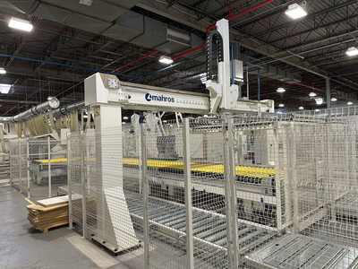 Stefani Evolution SSB Double-Sided Edgebander w/ Mahros Automatic Vacuum Loading & Unloading