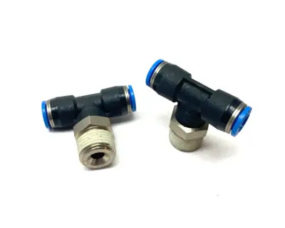 USED FESTO PUSH-IN RUN TEE FITTING 3/8" THREAD 8MM TUBE