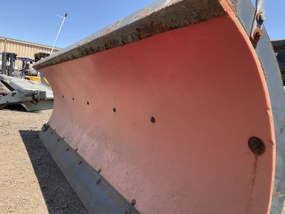Boss 8’ straight blade snowplow, poly face, bolted on metal cutting edge. Spring trip, hydraulic ang...