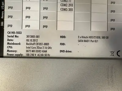 Beckhoff C6140-1033 INDUSTRIAL PC CONTROL CABINET (8.4.1)