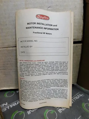 Dayton 5K960D Capacitor Start Motor 1HP 3450RPM 115/230V F56 Frame 60Hz New