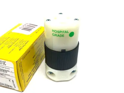 USED HUBBELL INSULGRIP HOSPITAL GRADE OUTLET RECEPTACLE BODY 2-POLE 3-WIRE