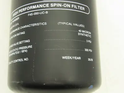 PTI Technologies F4S-050-UC-B High Performance Spin-On Filter 1-1/2" to 2" NPT