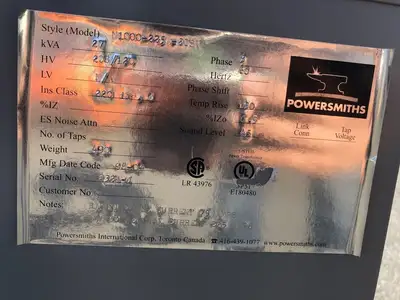 USED POWERSMITHS N10000-225A-208V