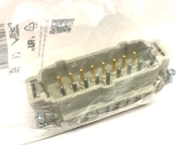 NEW HARTING INSERT HAN 16E-MALE-SCREW FE(AU)/CUNI TYPE J