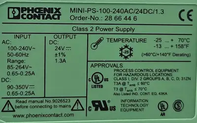 Phoenix Contact MINI-PS-12-24DC/24DC/1.3 Power Supply Connector. 3C-22