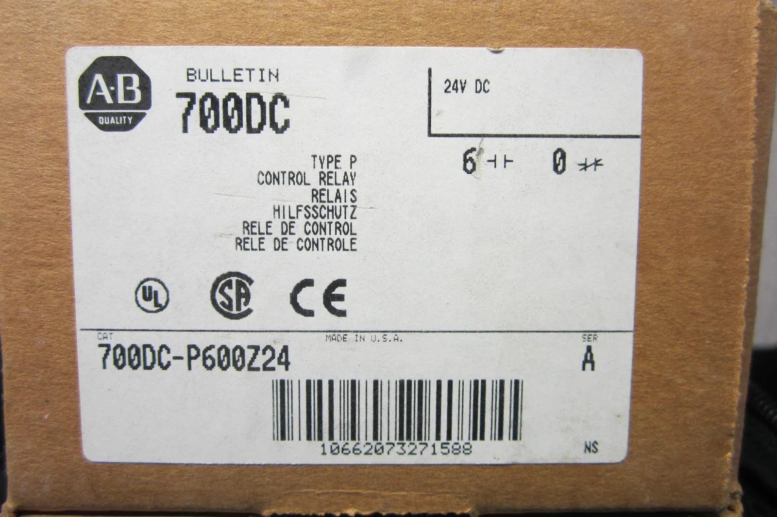 NEW ALLEN BRADLEY 700DC-P600Z24 CONTROL RELAY 700DCP600Z24