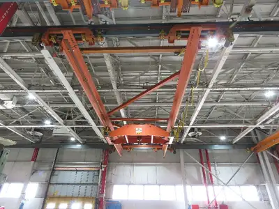 Cleveland Tramrail P&H 15 Ton Double Girder Underhung Bridge Crane 44' 6" Span