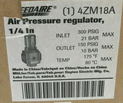 NEW SPEEDAIRE 4ZM18A AIR PRESSURE REGULATOR