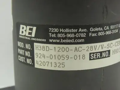 BEI Industrial 924-01059-018 H38D-1200-AC-28V/V-SC-CEN Optical Encoder