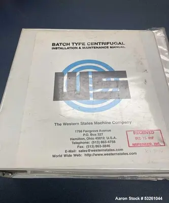 Used WESTERN STATES G-16 Basket Bottom Dump Centrifuges Illinois US | Aaron Equipment #1240992