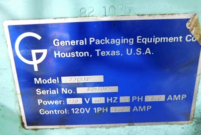 USED GENERAL PACKAGING EQUIP 70 (A) P