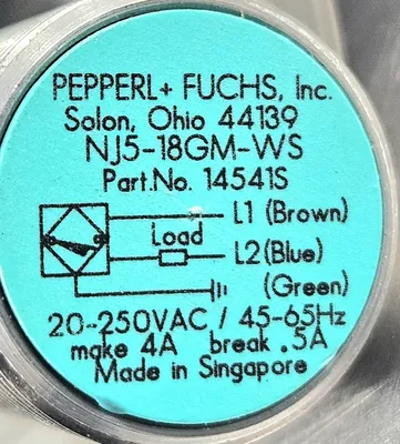 PEPPERL & FUCHS NJ5-18GM-WS PROXIMITY SWITCH. Loc5D-17