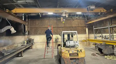 3 TON X 30' COFFING SINGLE GIRDER TOP RUNNING OVERHEAD BRIDGE CRANE & HOIST: YOBRO #25276