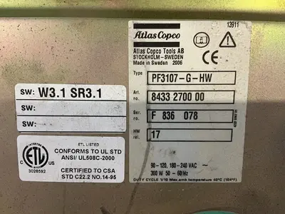 Used 2006 ATLAS COPCO PF3107GHW Electrical Controls Ohio US | HGR 24 #1508106