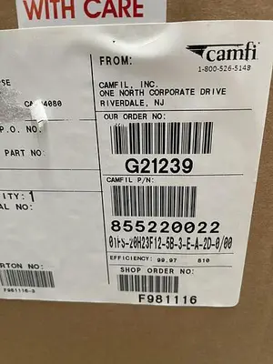 USED CAMFIL 01FS-20H23F12-5B-3-E-A-2D-0/00 HIGH CAPACITY FILTER 23X20,12
