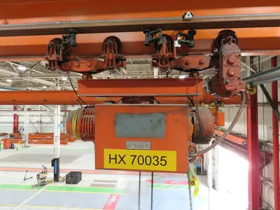 Cleveland Tramrail P&H 3 Ton Single Girder Underhung Bridge Crane 43' 8" Span