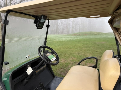 (1) 2019 E-Z-Go EFI golf cart with a Kawasaki gas engine, model 657061G01, includes canopy, fold-dow...
