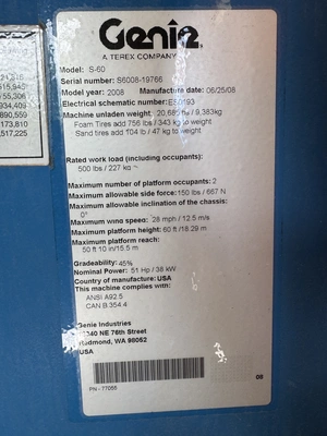 Used 2008 GENIE S-60 4X4 Manlifts Michigan US | Miedema Asset Management Group #1341839