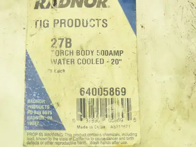 Radnor 27B TIG Welding Torch Body 500A Water Cooled 64005869