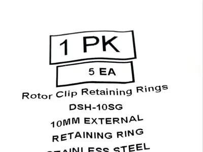DSH-10SG | 5pk Rotor Clip External Retaining Ring For 10mm Shaft SS 10-PACKS 50pcs - New