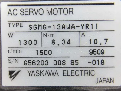 NEW YASKAWA ELECTRIC SGMG-13AWA-YR11 AC SERVO MOTOR SGMG13AWAYR11