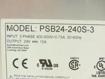 NS012126 PSB24-240S-3 PLC Power Supply 24VDC 10A 480V 3PH