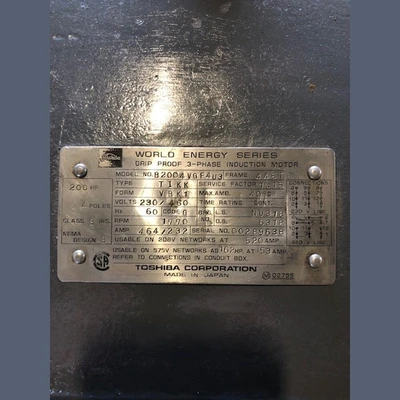 Toshiba 200 HP Motor