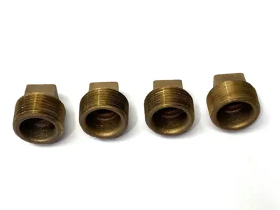 USED SIAM FITTINGS SA BRASS PIPE PLUG 1" MALE THREAD SQUARE HEAD LOT OF 4