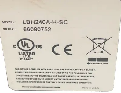 USED BLACK BOX LBH240A-H-SC 10./100 MBPS EDGE SWITCH LBH240AHSC