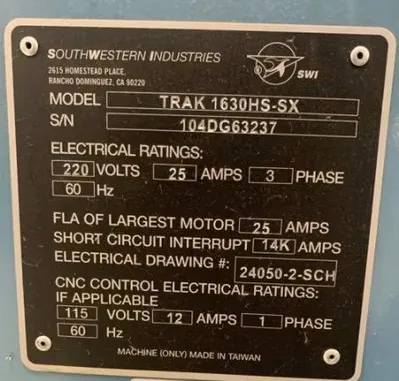 2010 SOUTHWESTERN INDUSTRIES TRAK 1630HSSX CNC, Lathes | Machinery Central (6)