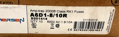 NEW MERSEN A6D1-8/10R FUSES 600V A6D1810R QTY. 10