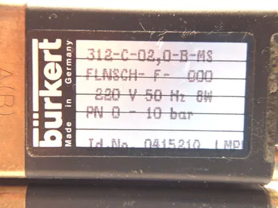 312-C-02,0-B-MS FLNSCH-F-000 041521Q LMPU | Burkert 312-C-02,0-B-MS FLNSCH-F-000 Solenoid Valves 041521Q LMPU 220V LOT OF 2 - Used