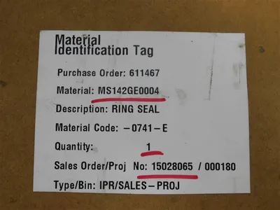 Siemens MS142GE0004 Sealing Ring Assembly Rev. 2B New