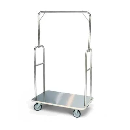 Forbes Industries Luggage Cart w/ Steel Deck - 37"L x 21"W x 61 1/2"H, Brushed Steel (2432)
