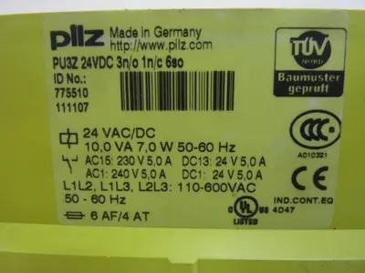 USED PILZ PU3Z24VDC3N/O1N/C6SO