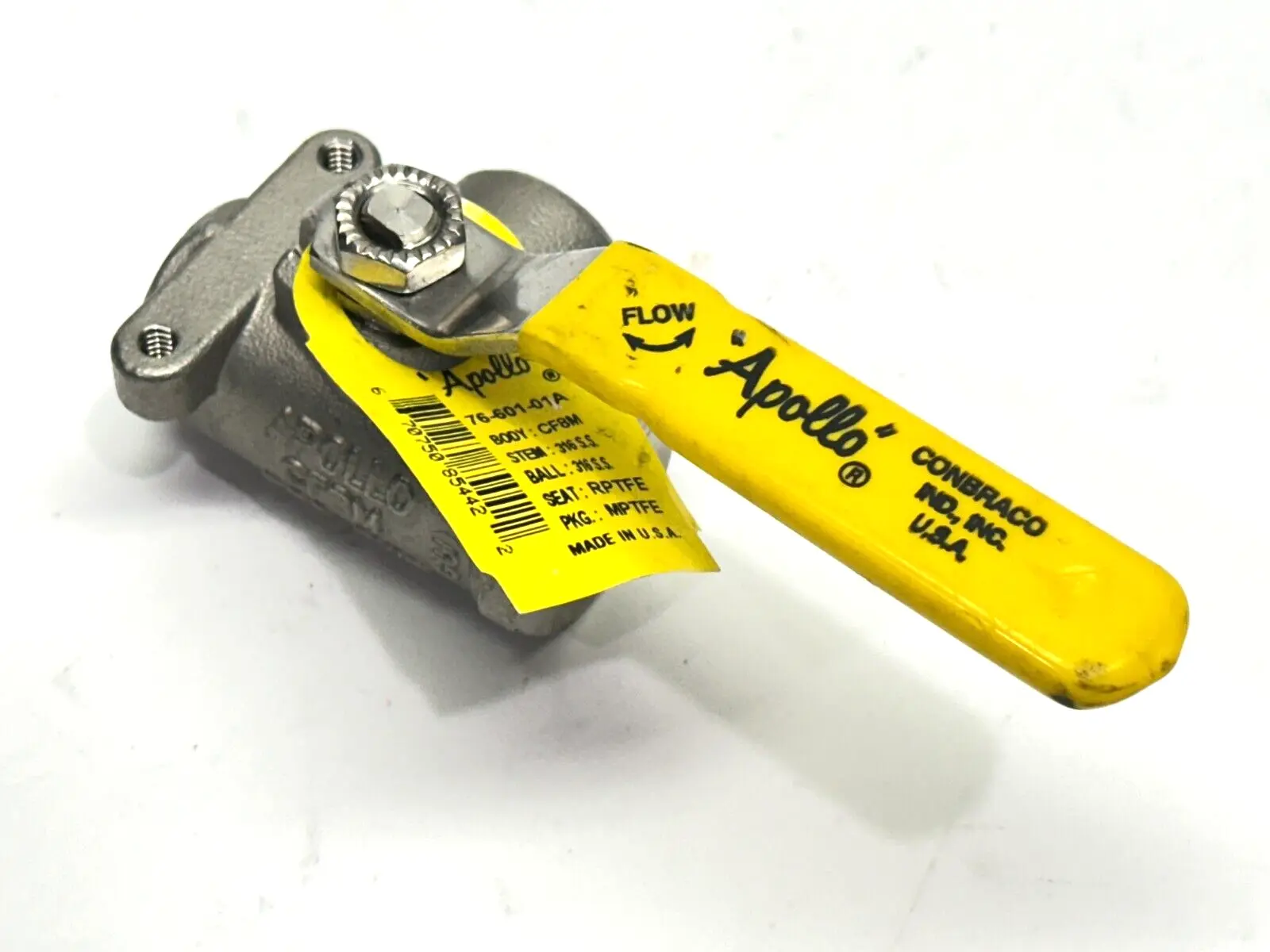 76-601-01A | Apollo  Ball Valve 3-Way CF8M 1/2" 800CWP - New – Open box