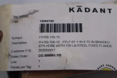 Kadant FH-SS-100-15 Johnson Flex Metal Hose FFLF-01 STOCK 1902