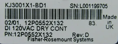 USED FISHER ROSEMOUNT DELTA V 12P0552X132 INPUT MODULE KJ3001X1-BD1 REV D