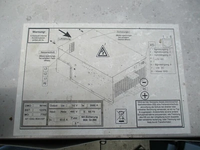 2500 Amp., 6 VDC, 480 VAC, Plating Electronic GMBH, power stations PE 3000, plating power supply