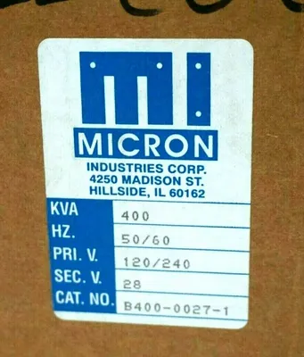 NEW MICRON INDUSTRIES B400-0027-1 TRANSFORMER B40000271