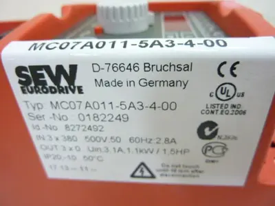 USED SEW EURODRIVE MC07A011-5A3-4-00