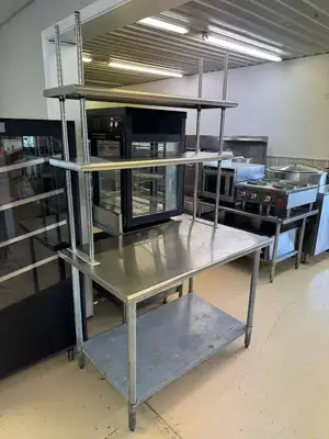 Used Eagle Used 48"x 30"x 83" Stainless Steel Table with Overshelves Food Prep Tables Illinois US | Falcon Restaurant Supply #1375037