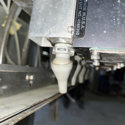 6 Head ELF Filler with feed tanks & container link belt conveyor