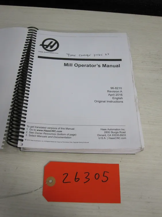 Used HAAS operators manual Manuals | MachineStation #947598