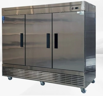 171-0059 82” Stainless Steel Self Contained 3 Door Reach In Freezer