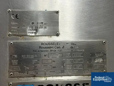 USED Rousselet Robatel 300MM Rousselet Robatel Basket Centrifuge, Model RC30VXR, 316 S/S