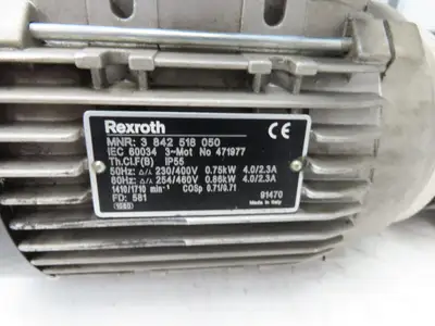 Bosch Rexroth Gearmotor 0.86kW 254/460V 34.44:1 Ratio 3 842 519 005