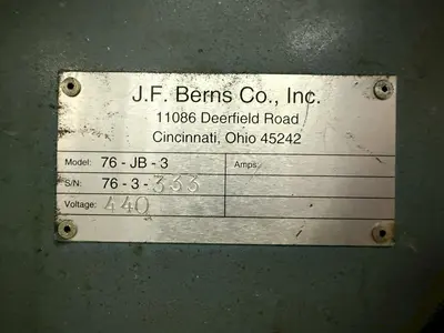 USED JF BERNS 76-JB-3CAPACITY ................. 3"DIGITAL READ OUT ......... YESMOTOR .................... 3 HP