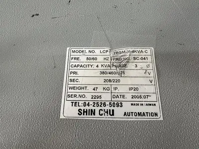 USED 2005 SHIN CHU LCP-TBSM-31-4KVA-C